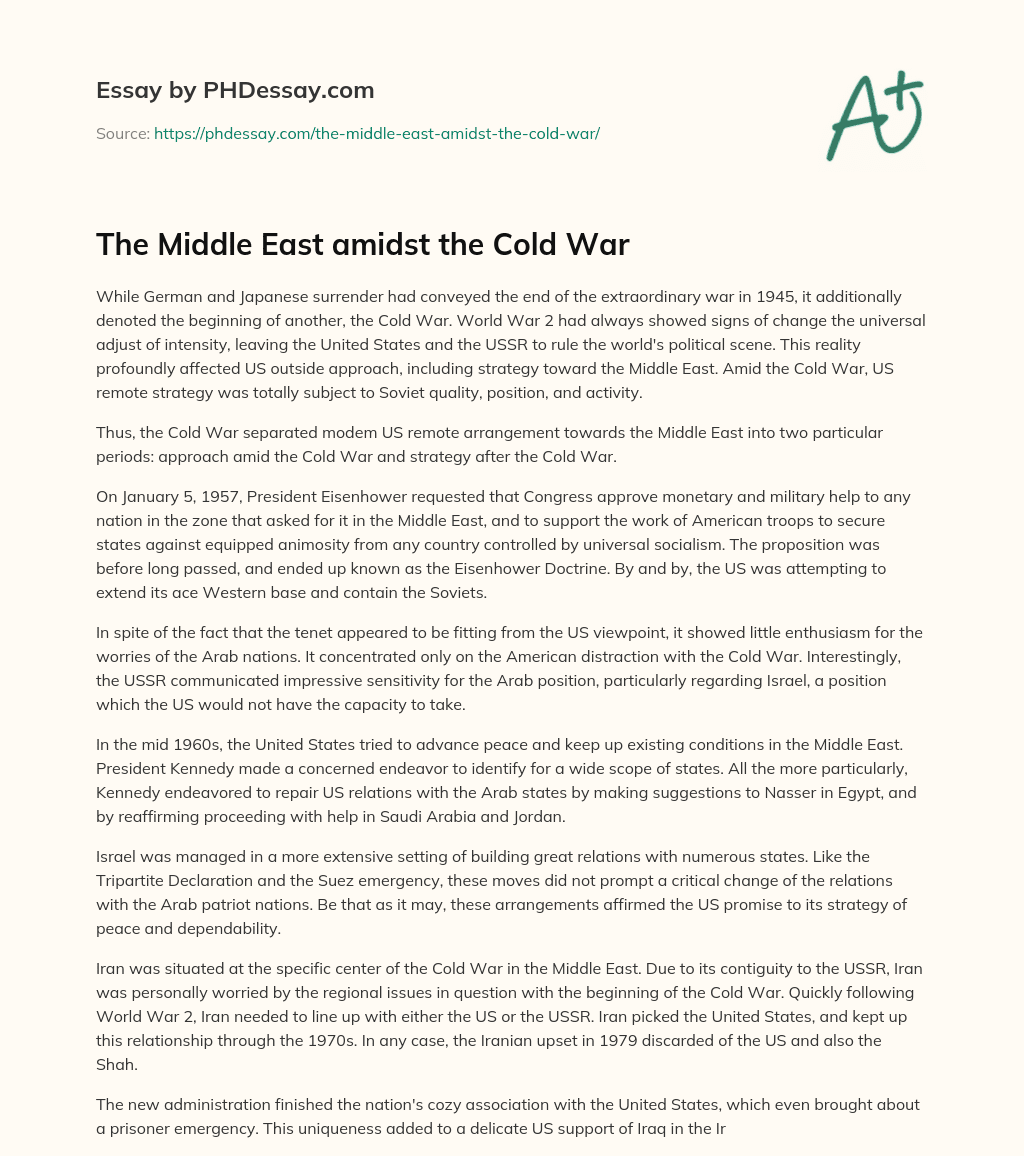 The Middle East amidst the Cold War essay