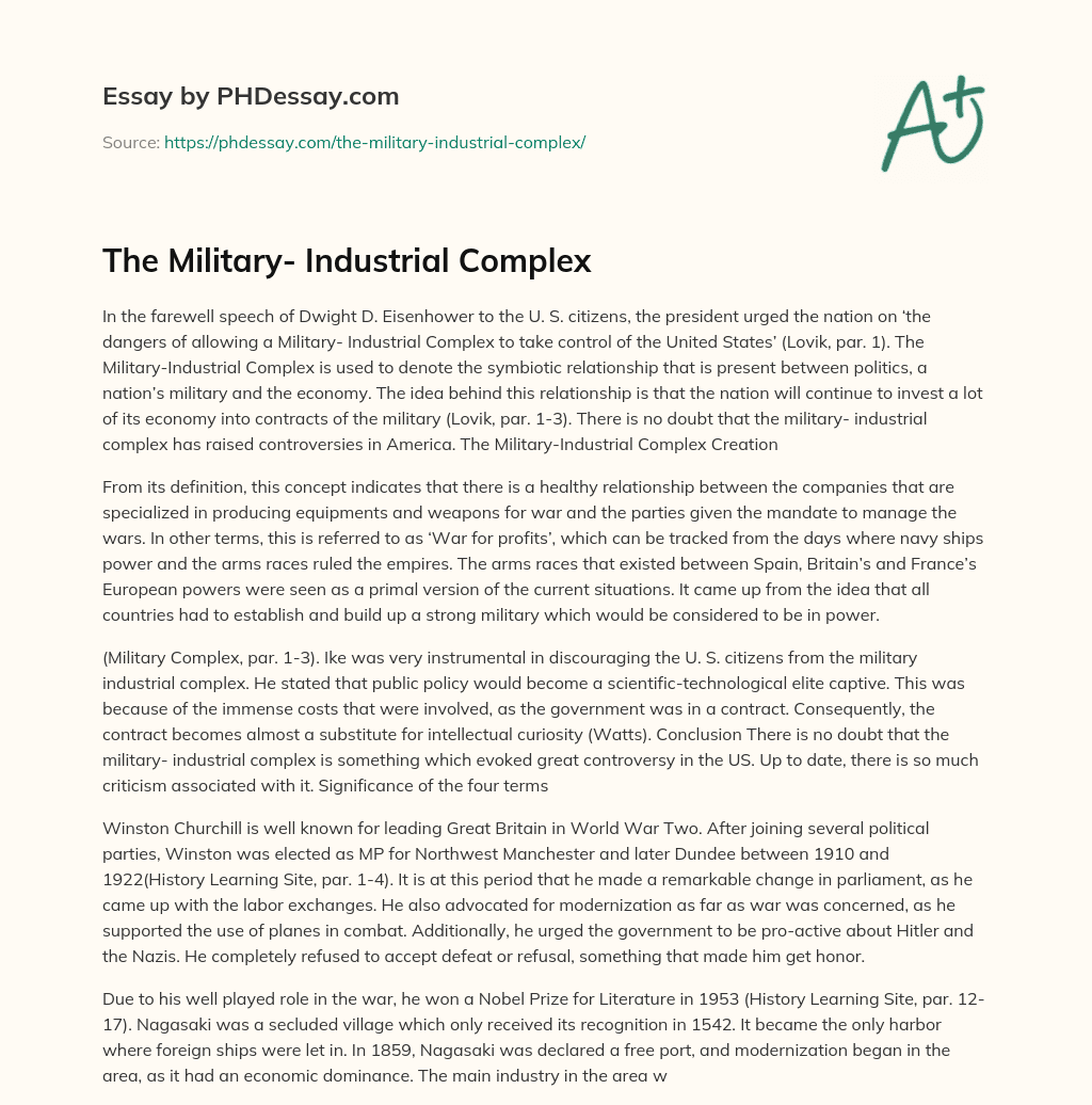 The Military- Industrial Complex essay
