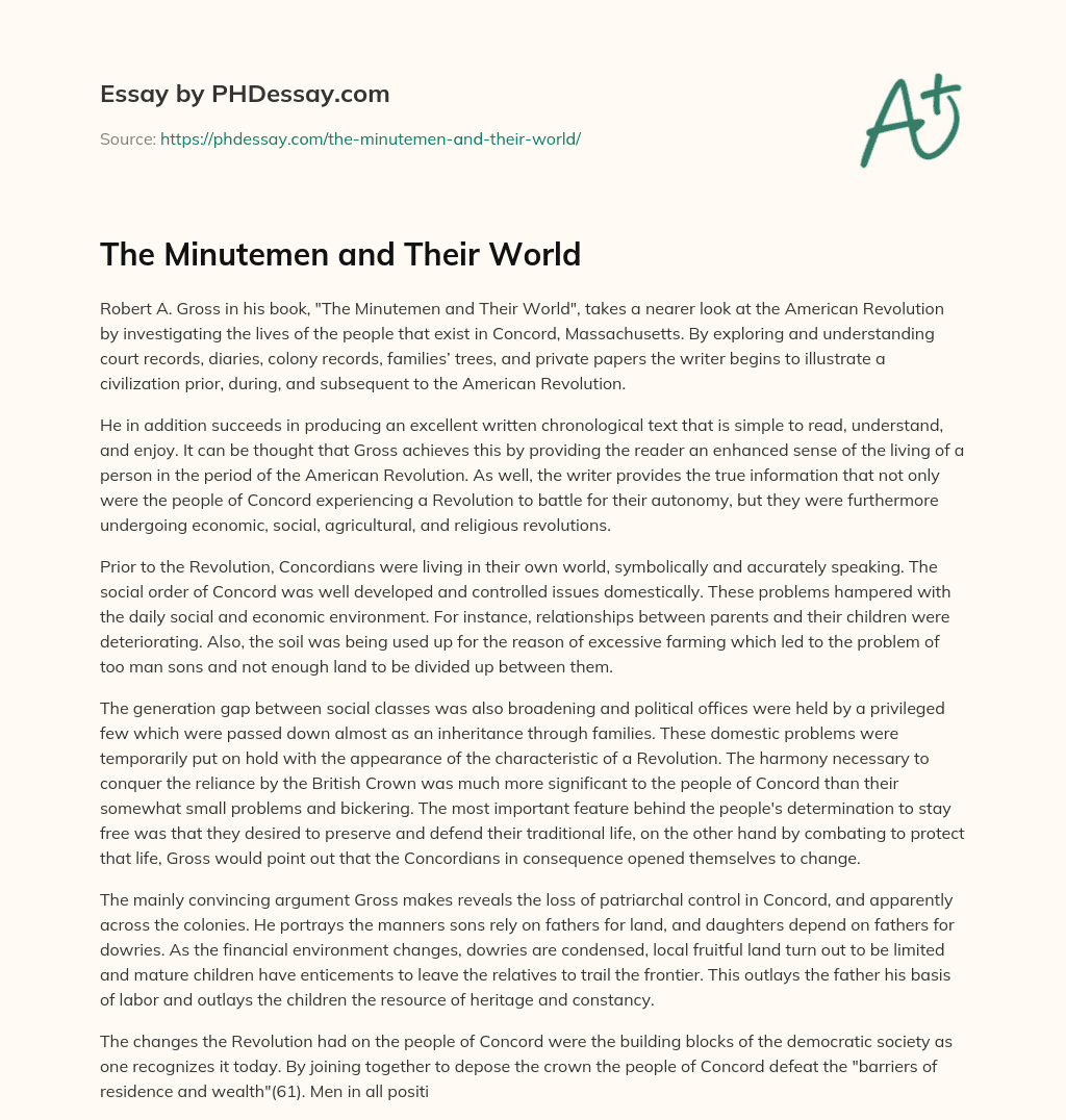 The Minutemen and Their World essay