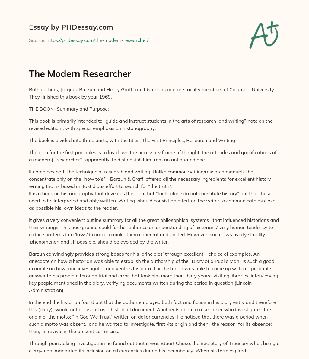 The Modern Researcher essay