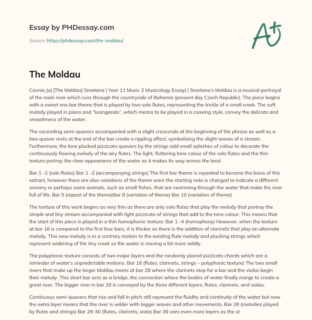 The Moldau: Smetana’s Musical Portrayal of a Bohemian River essay