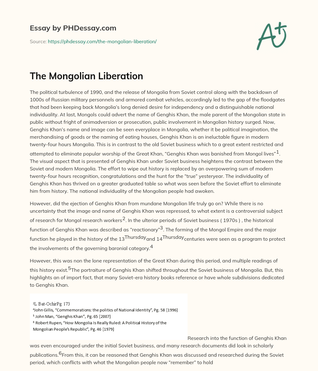 The Mongolian Liberation essay