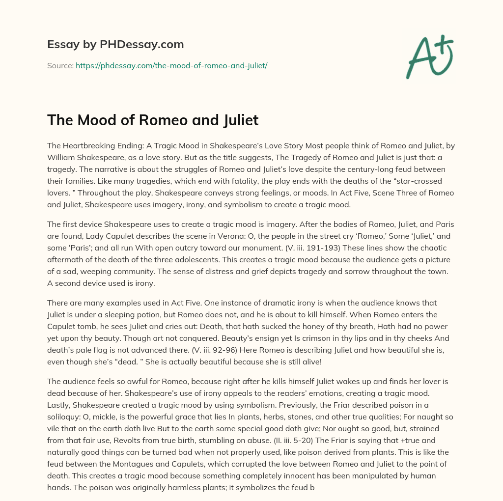 The Mood of Romeo and Juliet essay