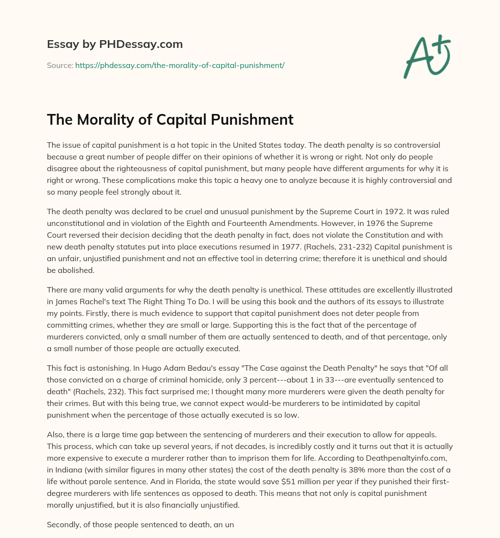 The Morality of Capital Punishment essay