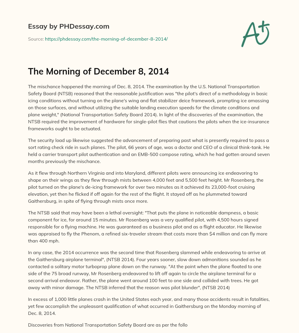The Morning of December 8, 2014 essay