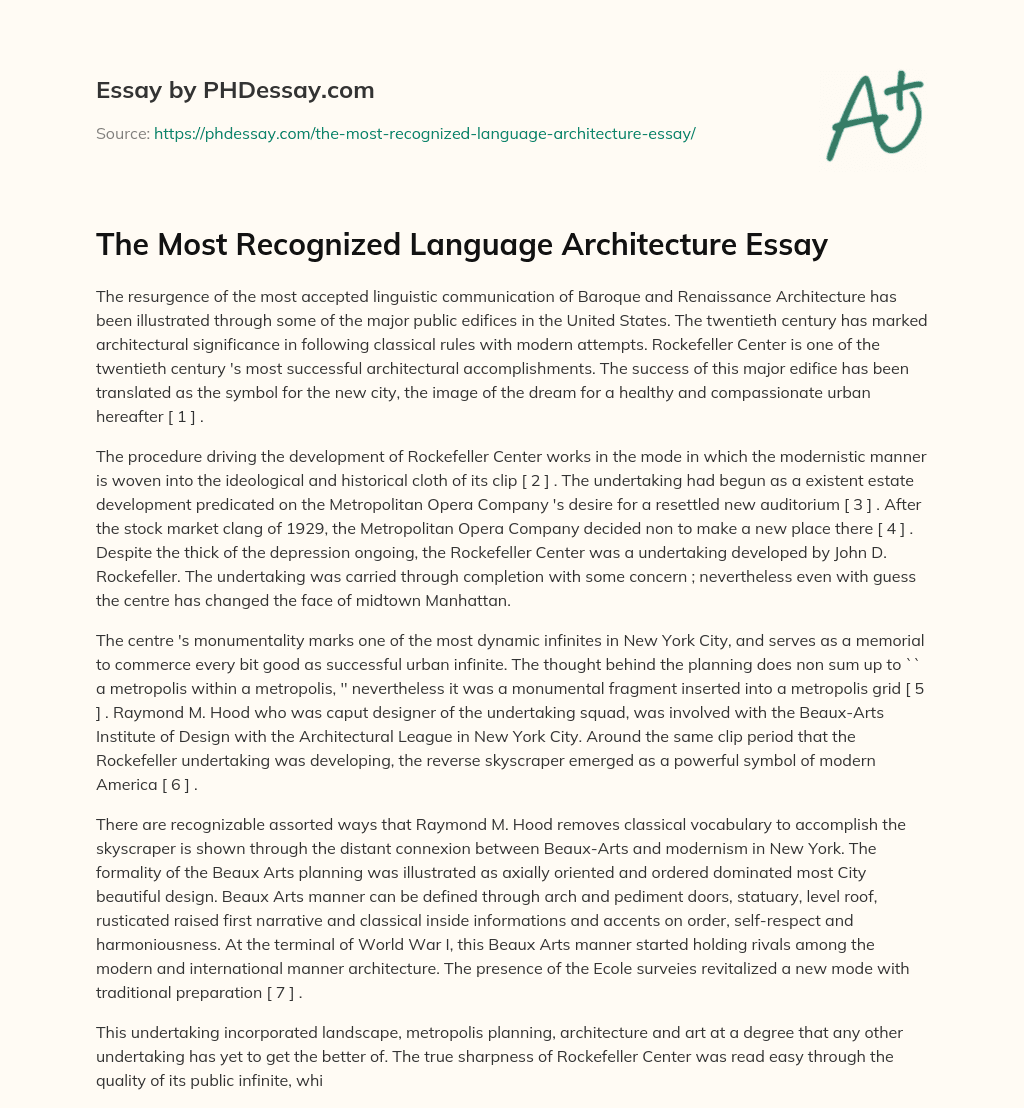 The Most Recognized Language Architecture Essay essay