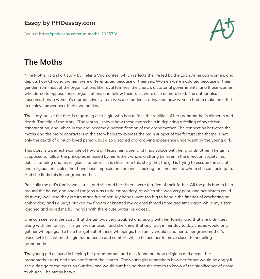 The Moths: A Reflection on the Exploitation of Latin American Women and the Sacred Experience of Death essay