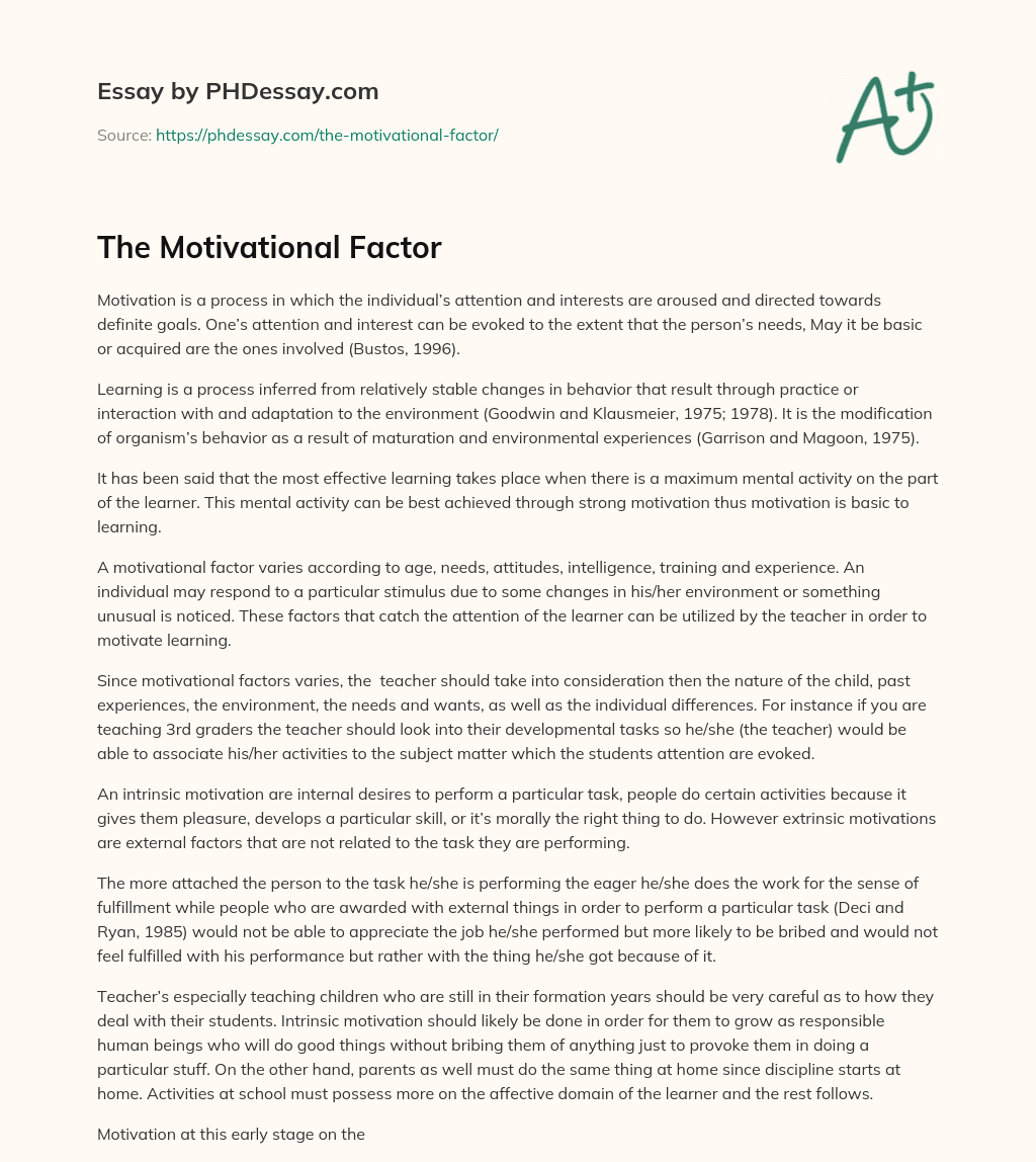 essay about motivational factor