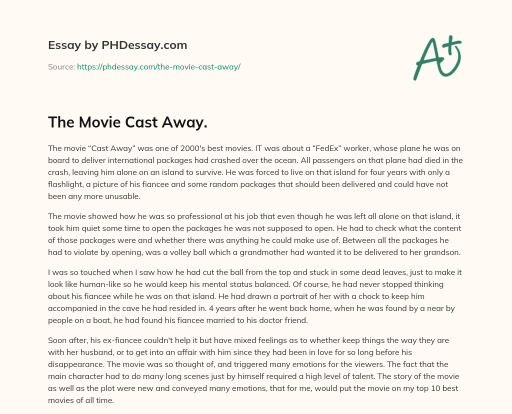 The Movie Cast Away. essay
