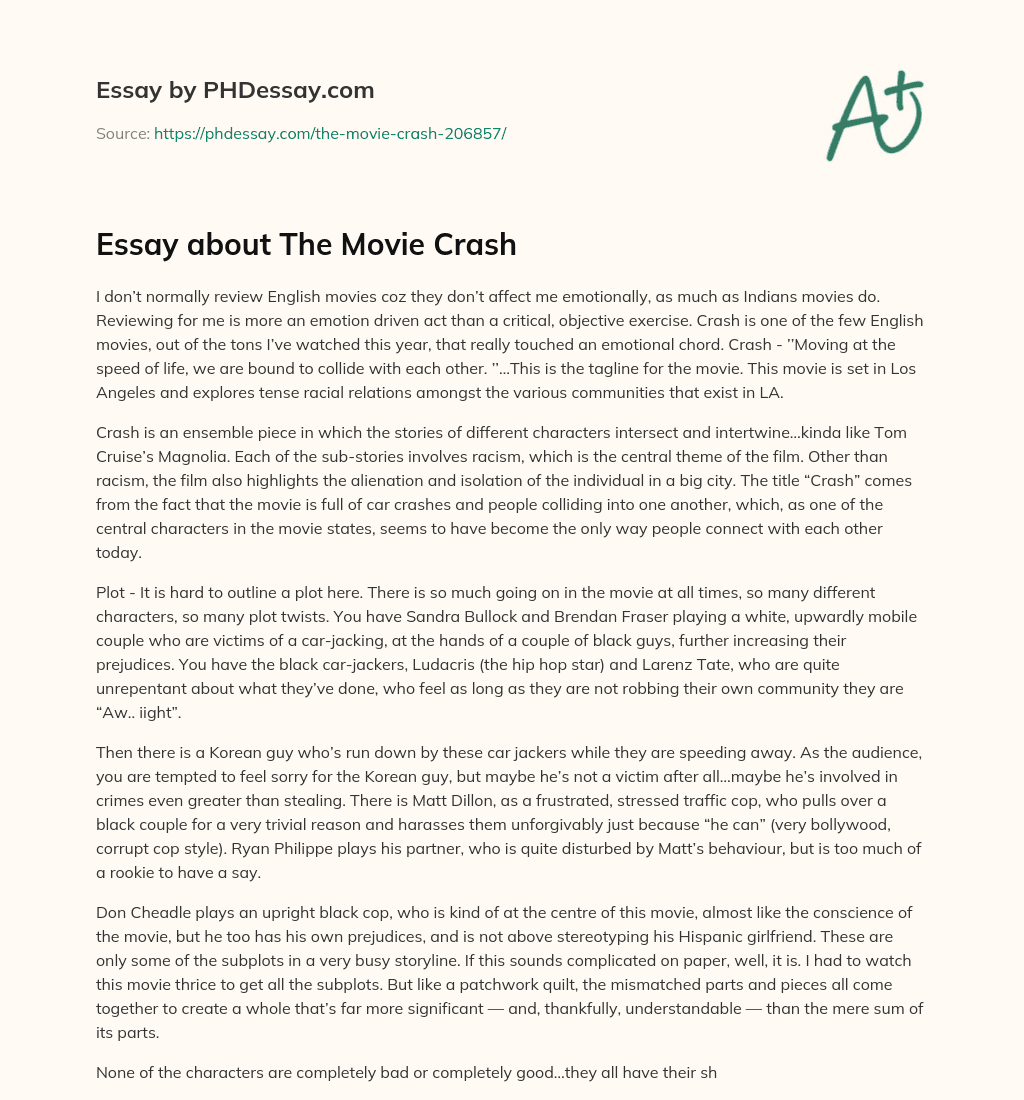 the movie crash essay