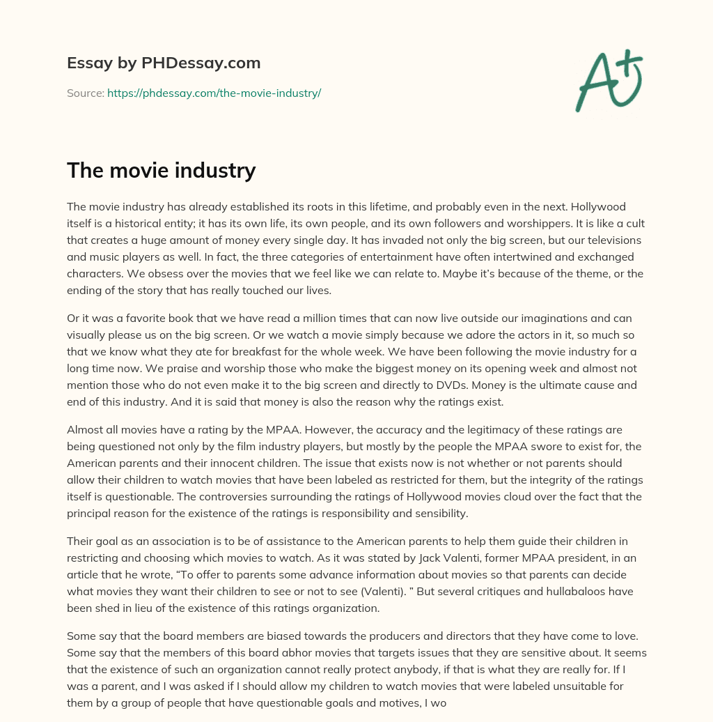 The movie industry essay