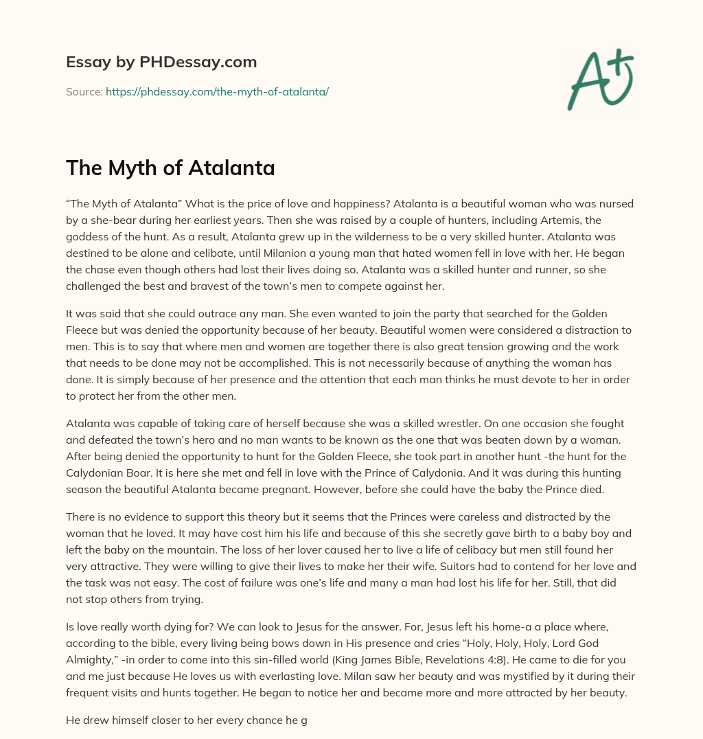 The Myth of Atalanta essay