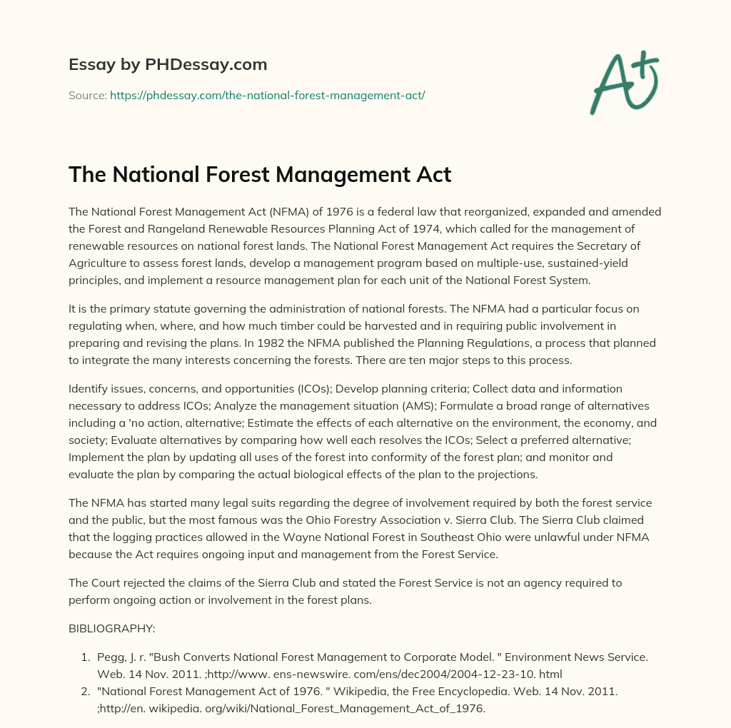 The National Forest Management Act 400 Words PHDessay Com   The National Forest Management Act.webp