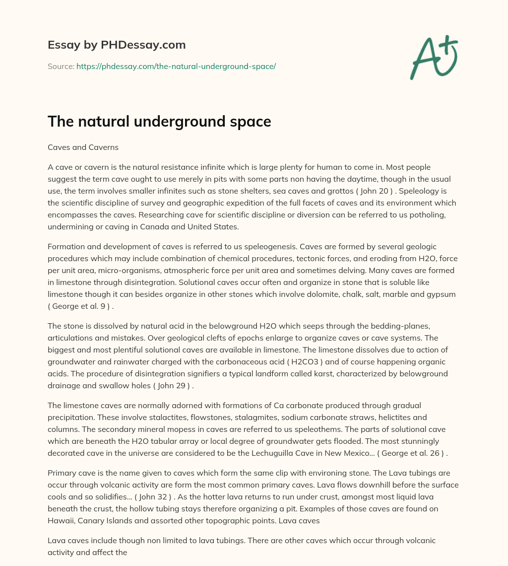 The natural underground space essay