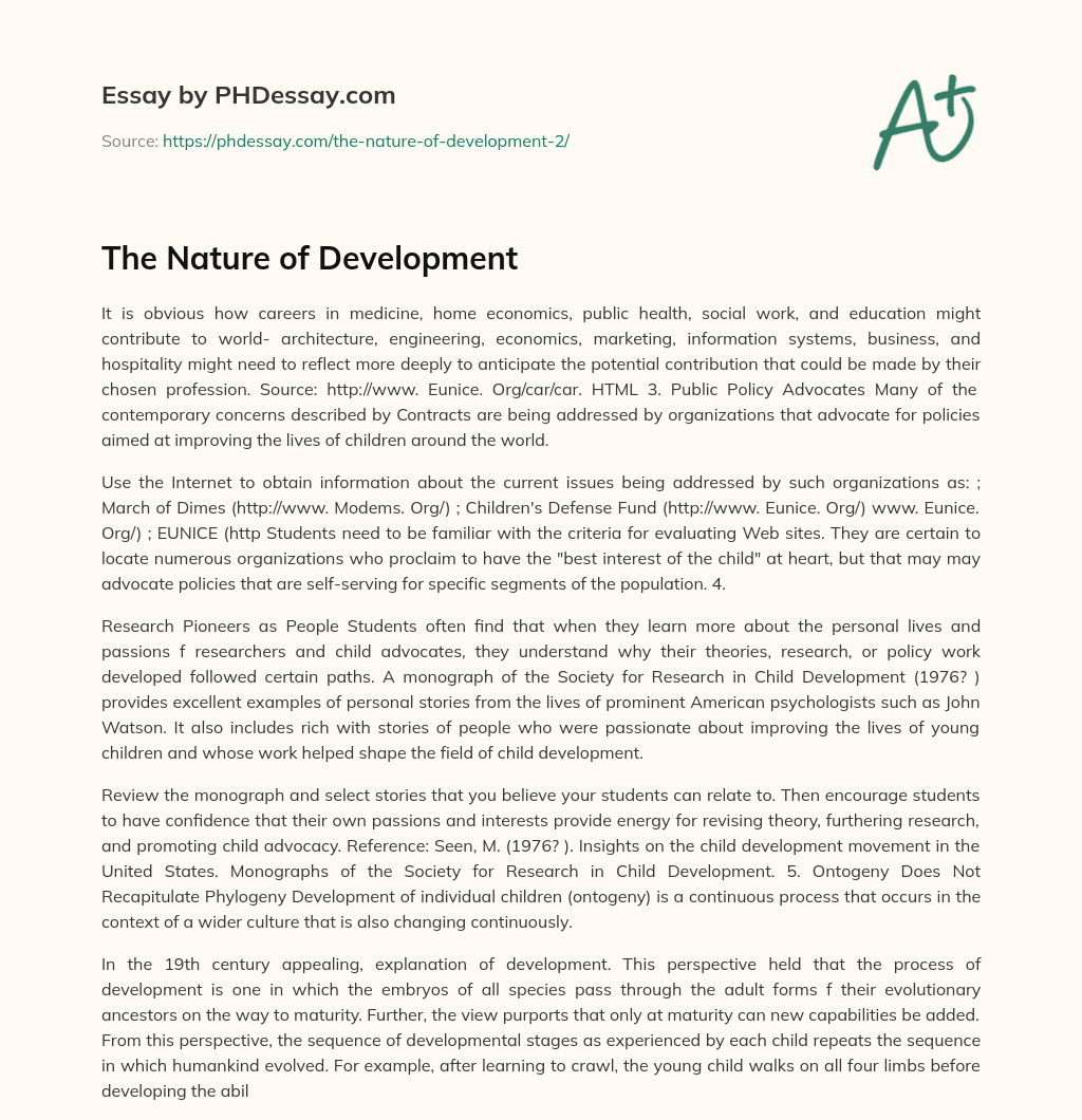 The Nature of Development essay
