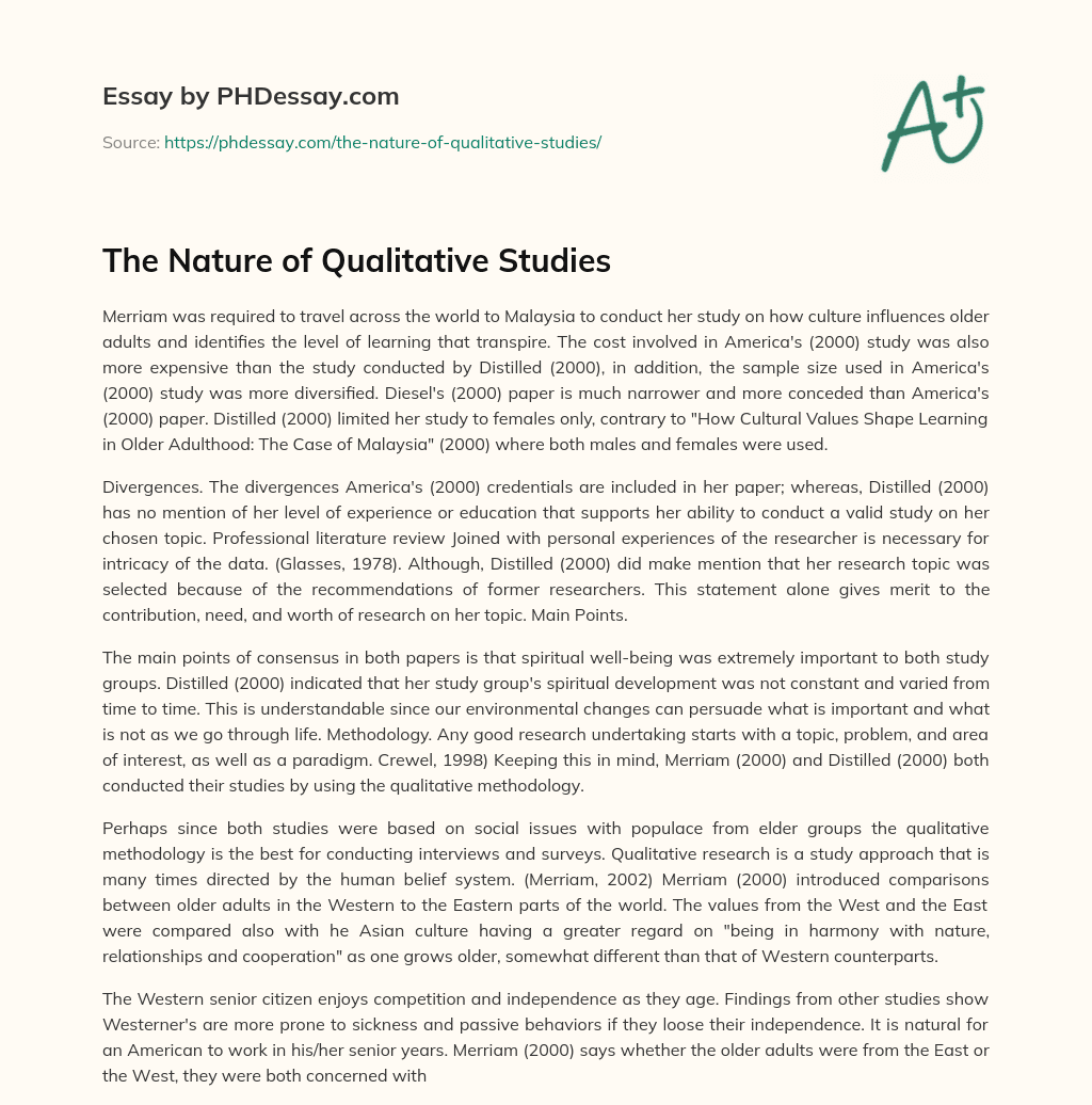 The Nature of Qualitative Studies essay