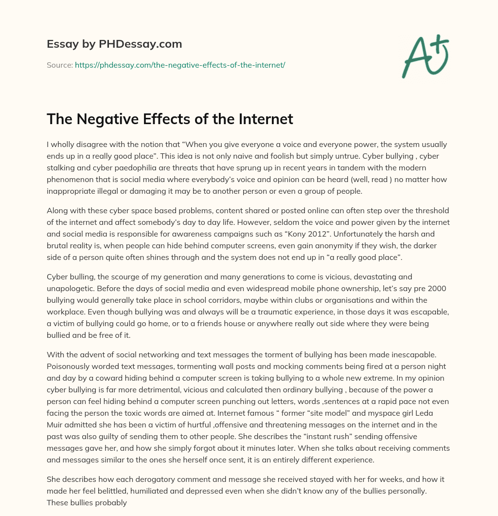 essay about negative effects of internet
