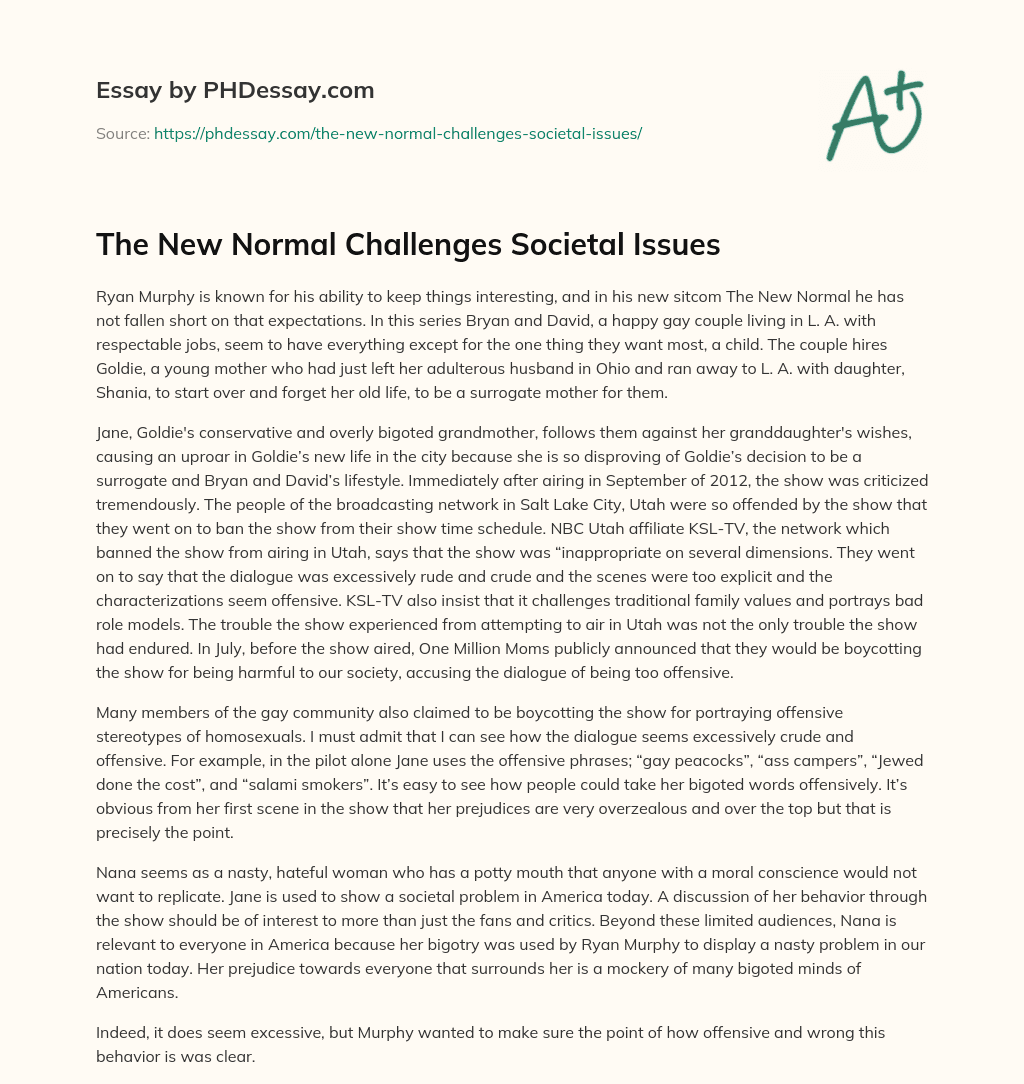 The New Normal Challenges Societal Issues essay
