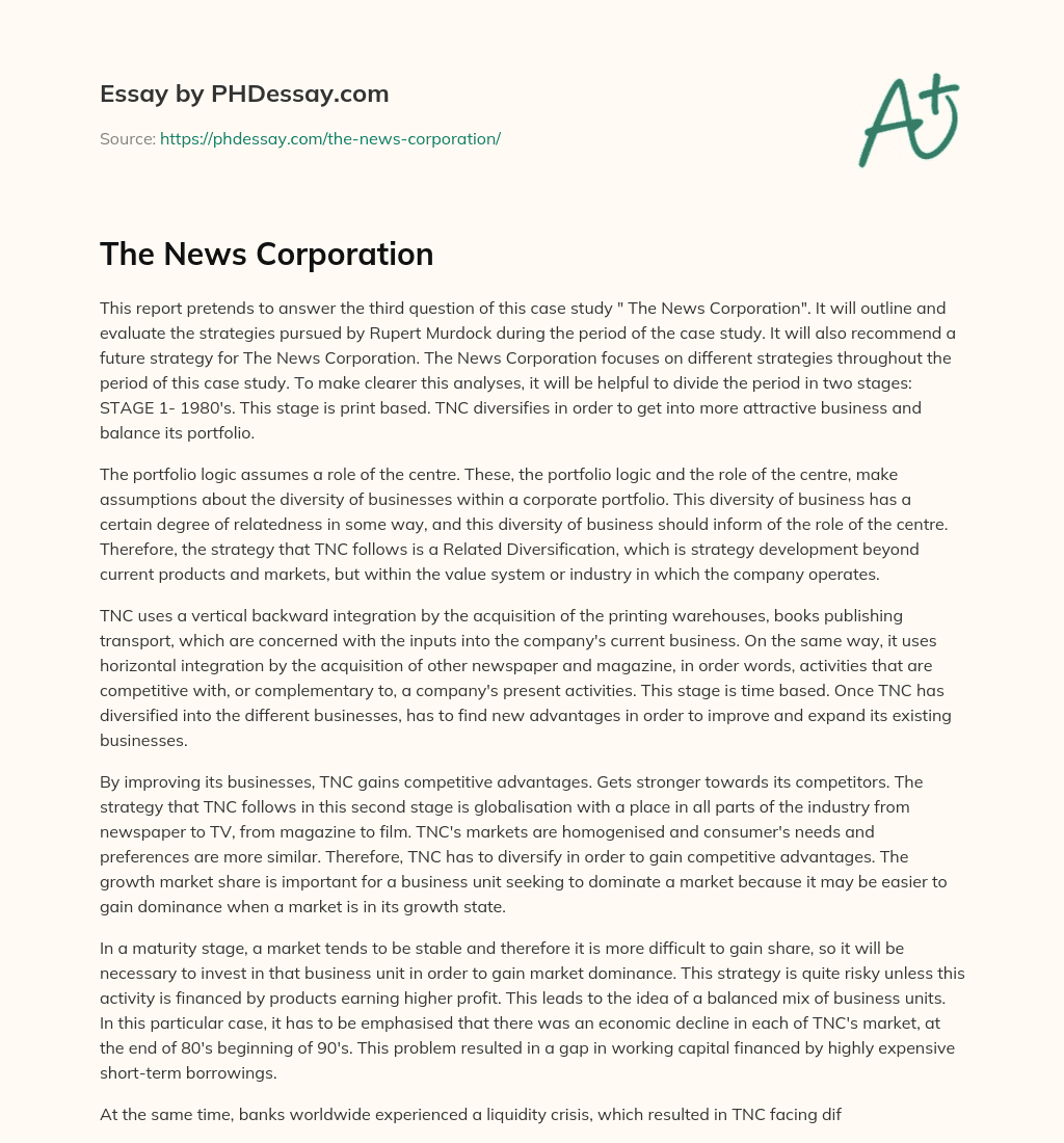 The News Corporation essay