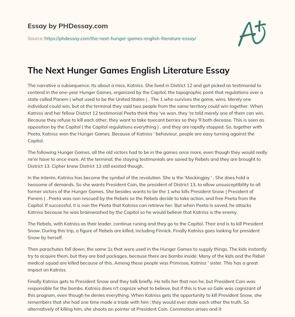 The Next Hunger Games English Literature Essay essay