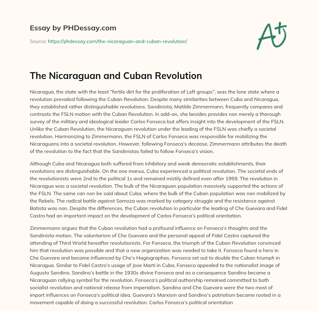 The Nicaraguan and Cuban Revolution essay