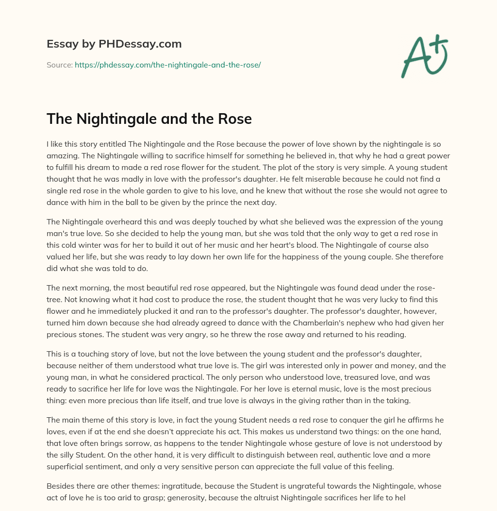 nightingale and the rose essay