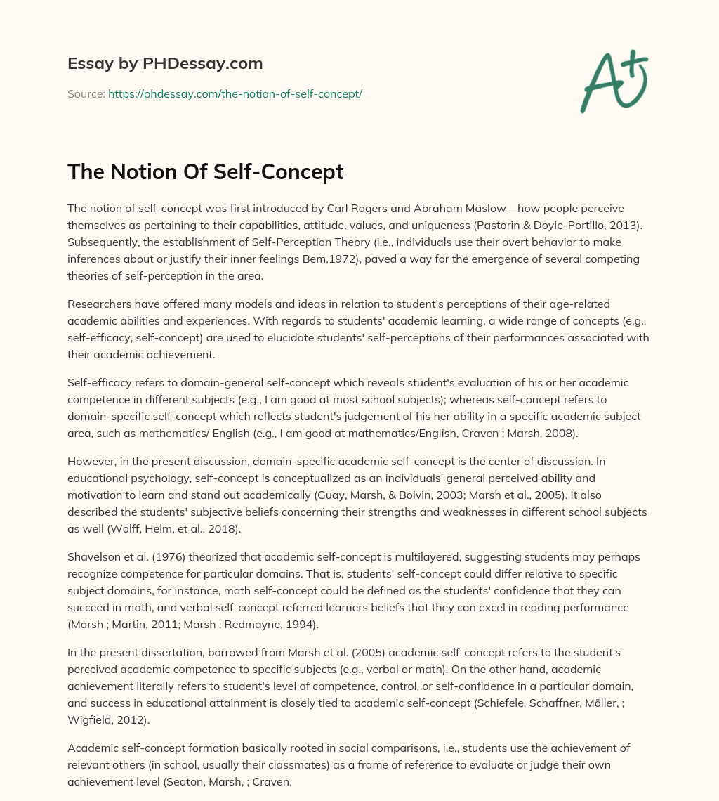 The Notion Of Self-Concept essay