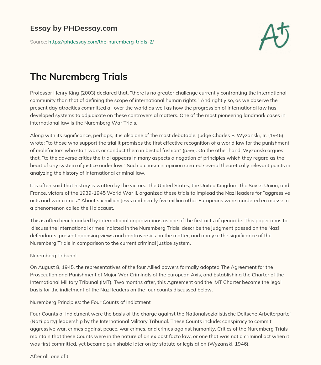 The Nuremberg Trials essay