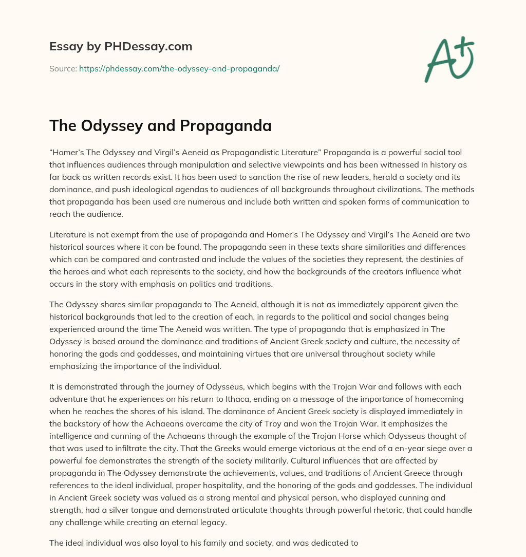 The Odyssey and Propaganda essay