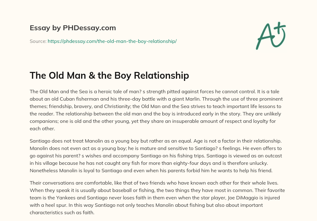 The Old Man & the Boy Relationship essay