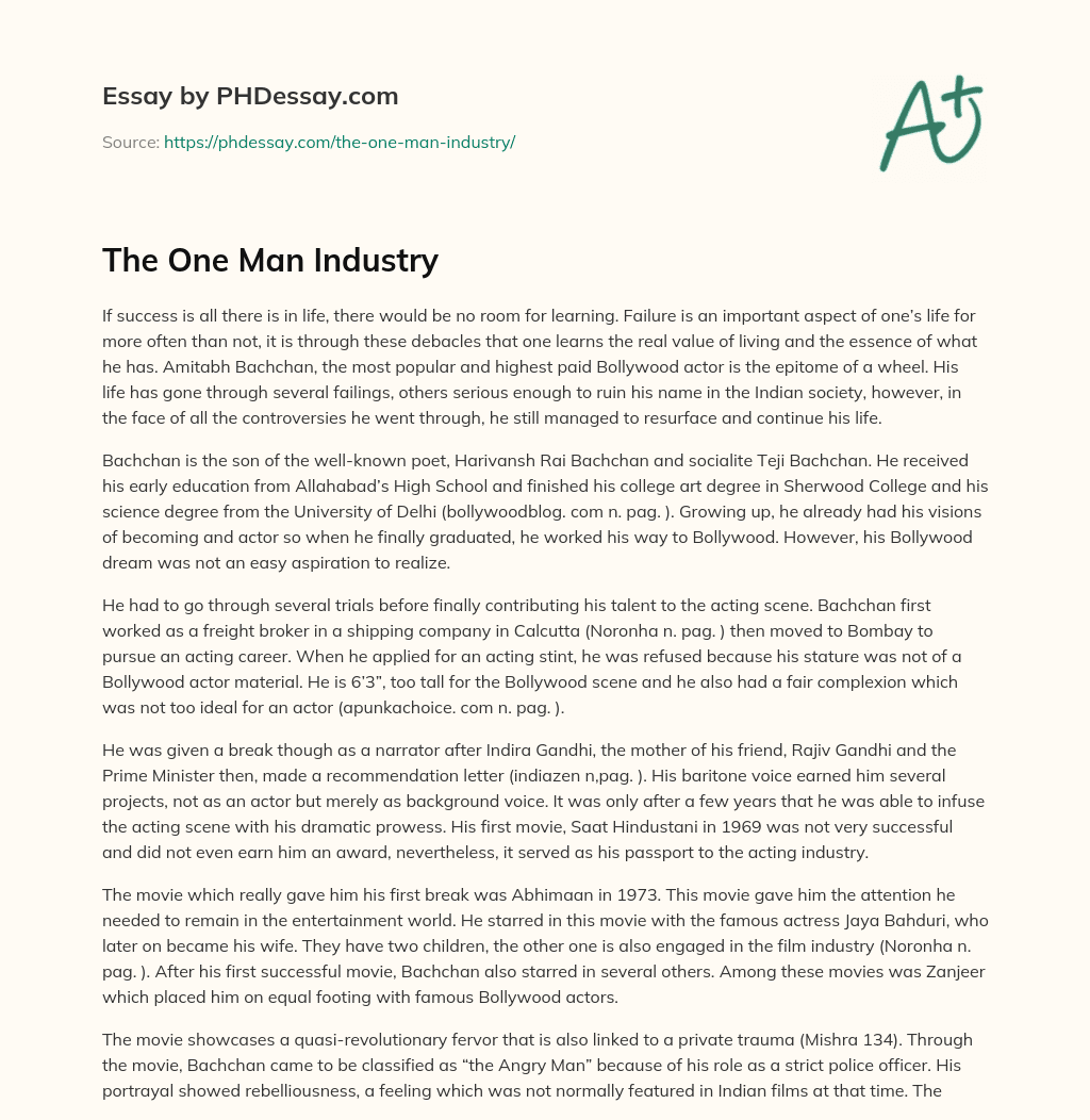 The One Man Industry essay