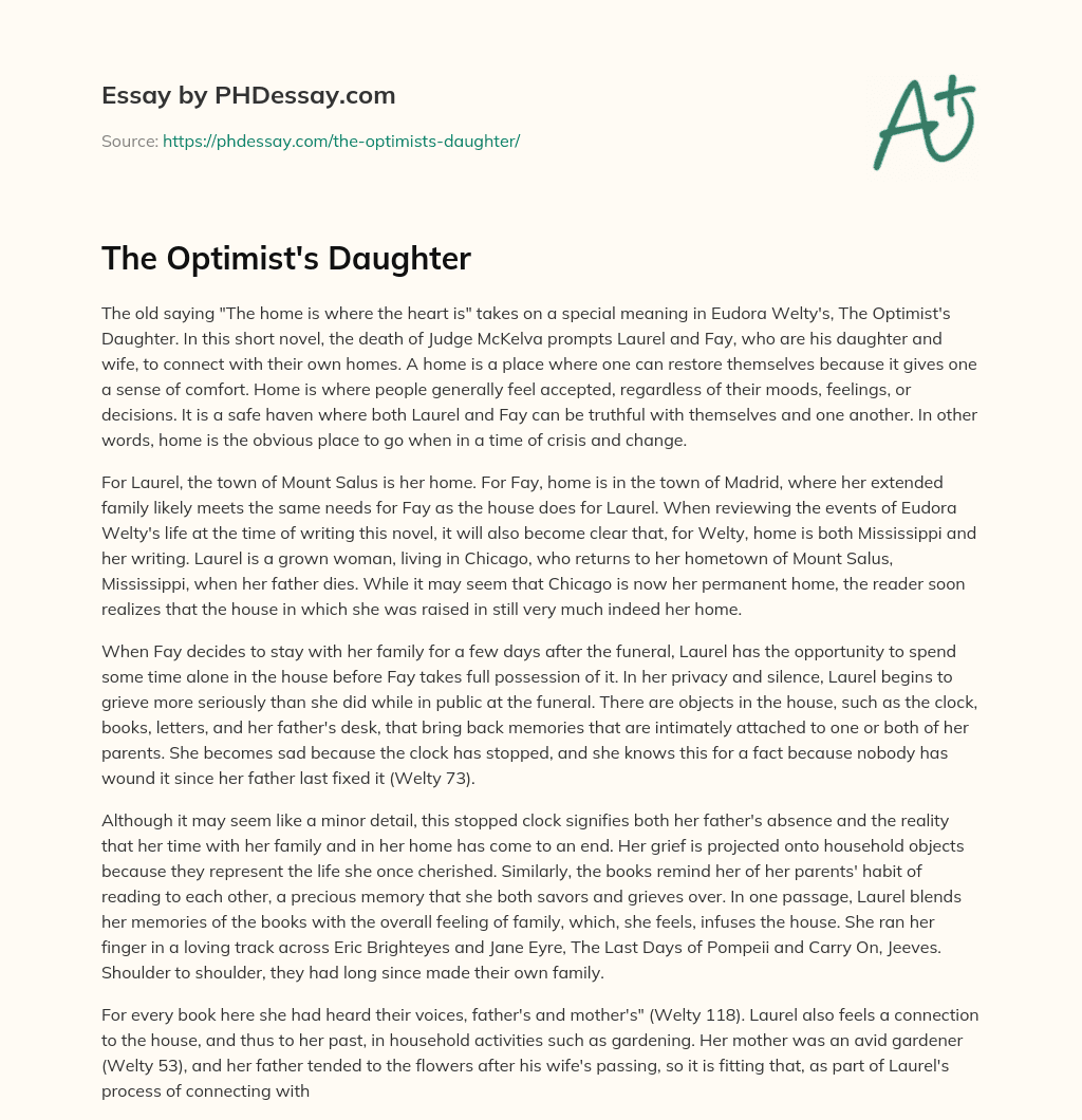 The Optimist’s Daughter essay