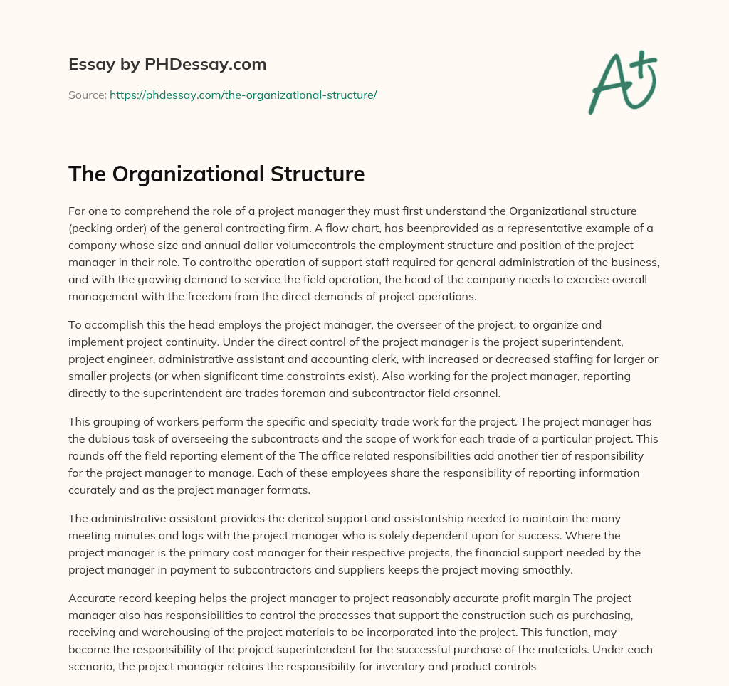 The Organizational Structure essay