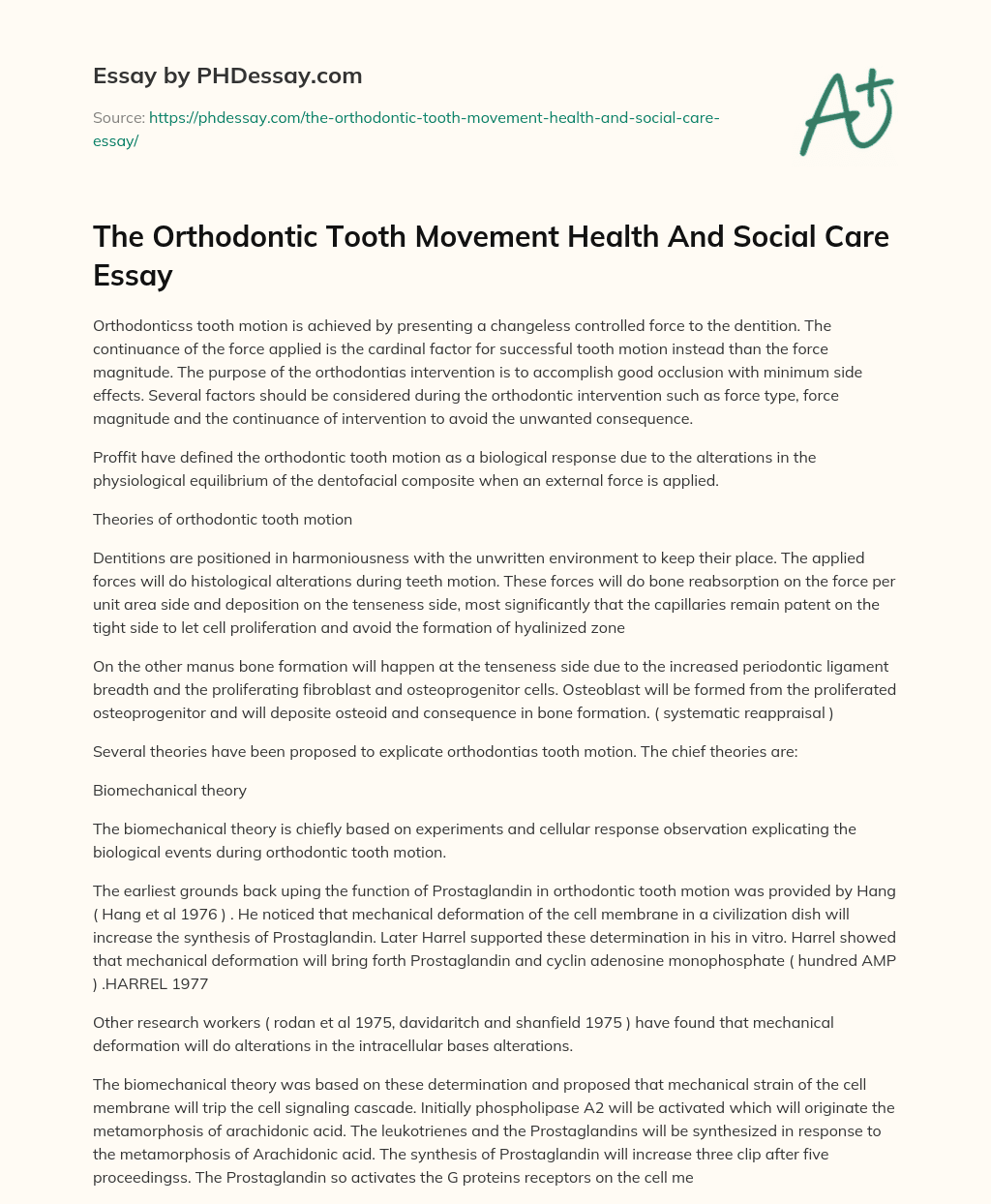 The Orthodontic Tooth Movement Health And Social Care Essay