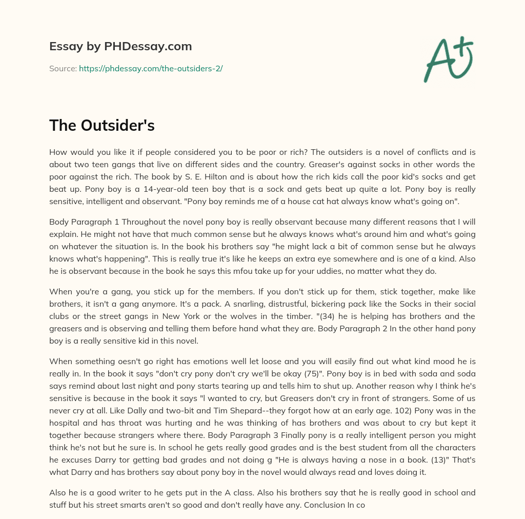 The Outsider’s essay