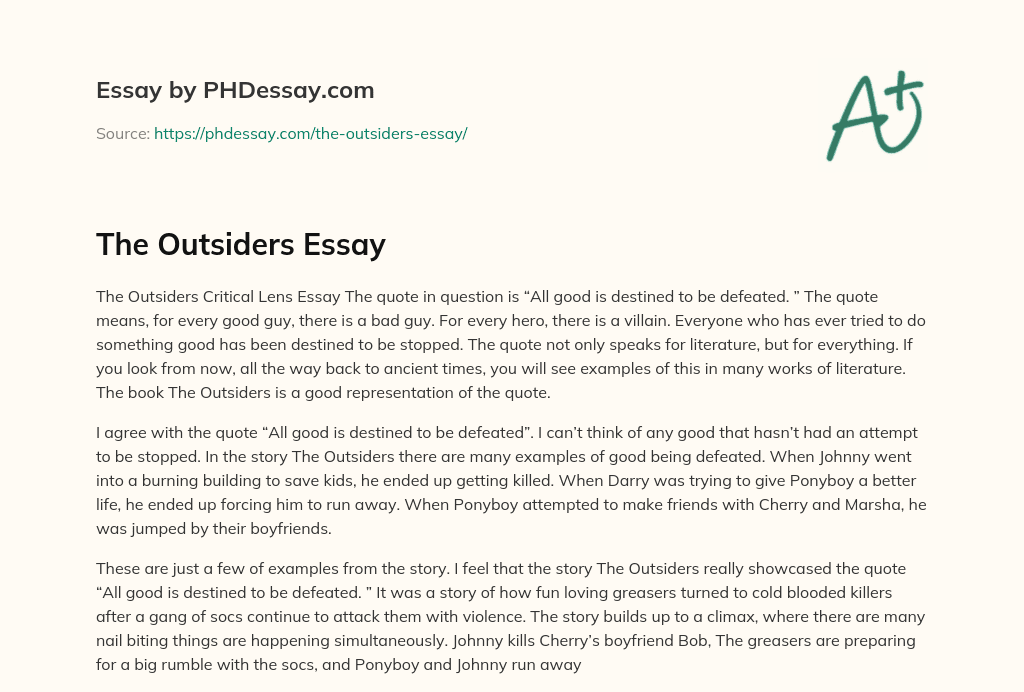 essay titles about outsiders