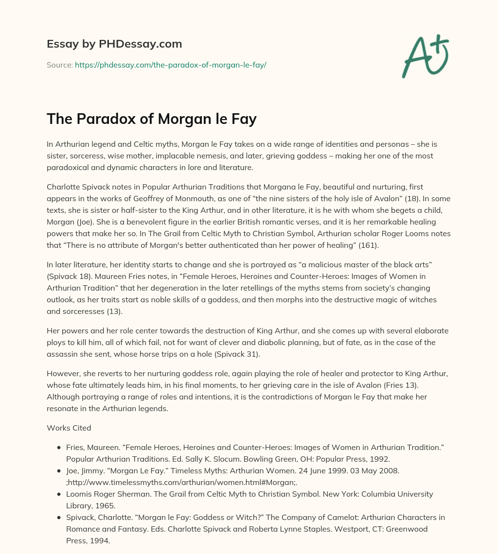 The Paradox of Morgan le Fay essay