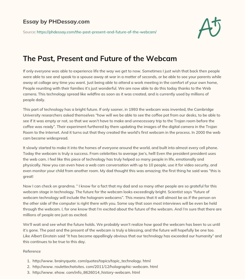 The Past, Present and Future of the Webcam essay