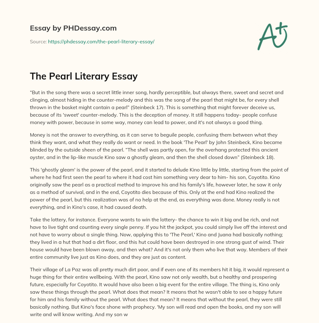 The Pearl Literary Essay essay