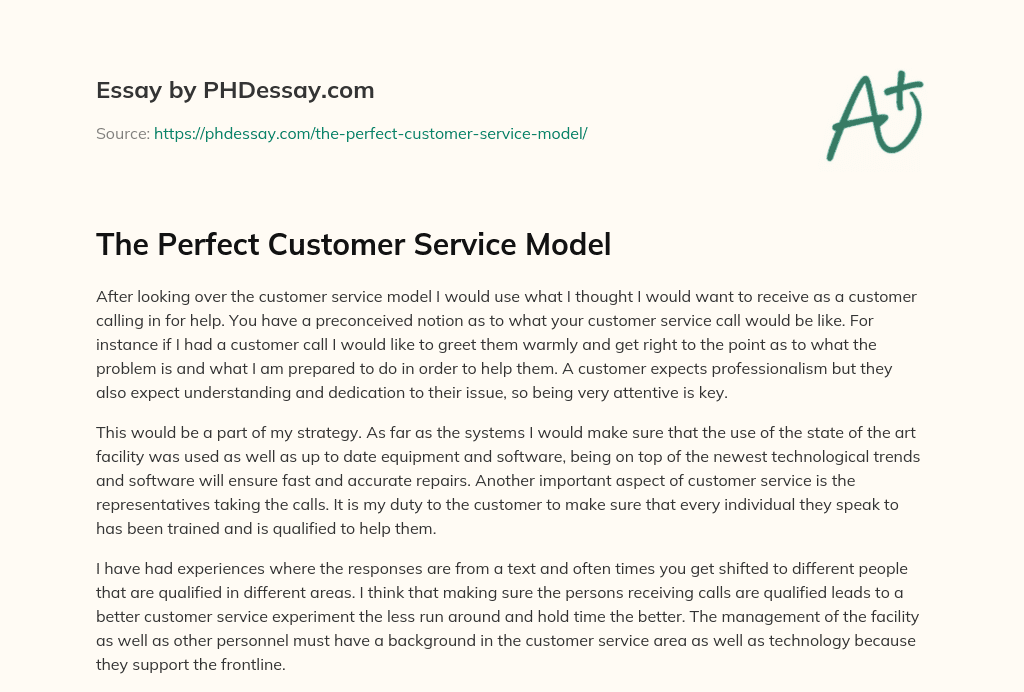 The Perfect Customer Service Model essay