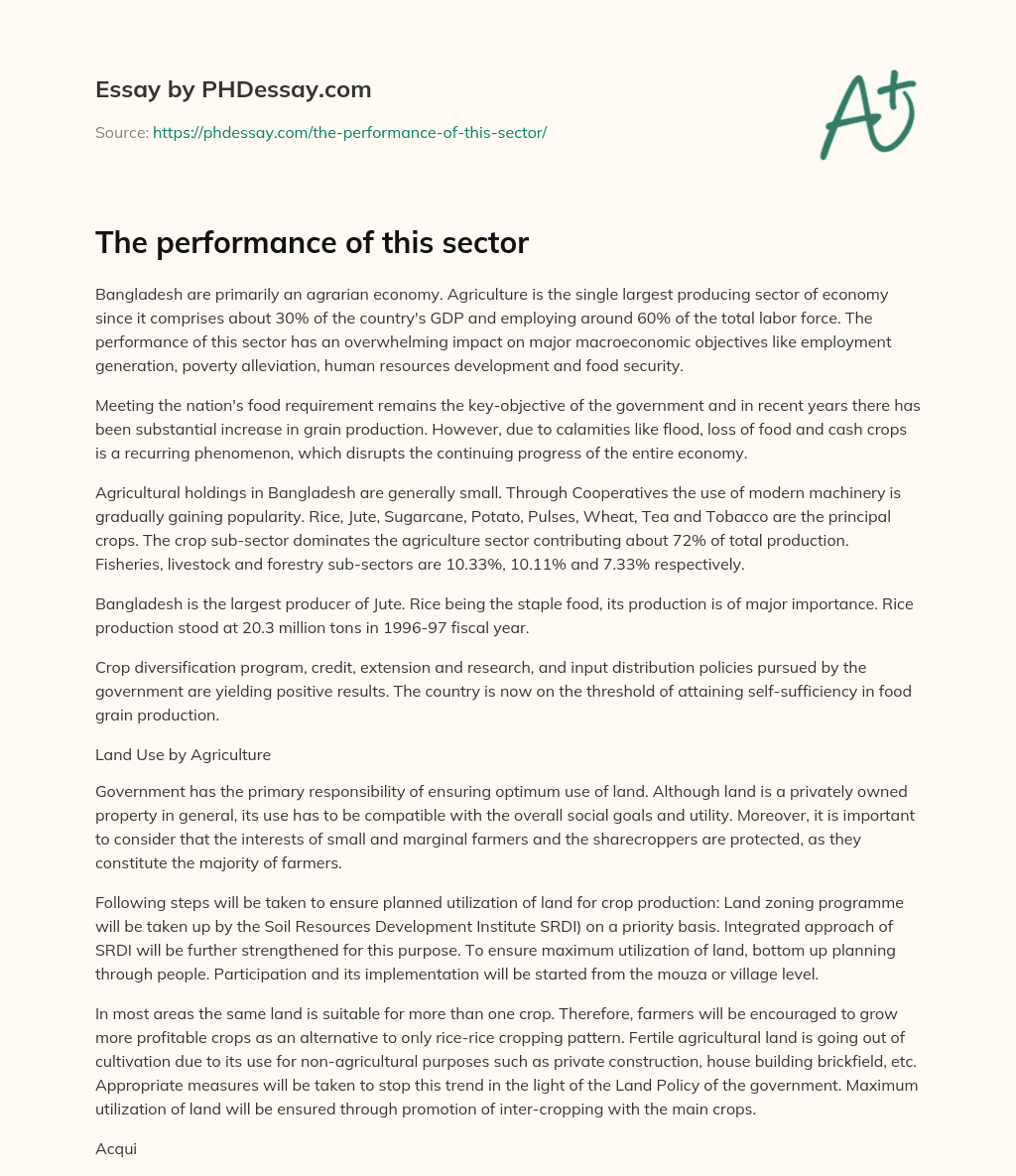 The performance of this sector essay