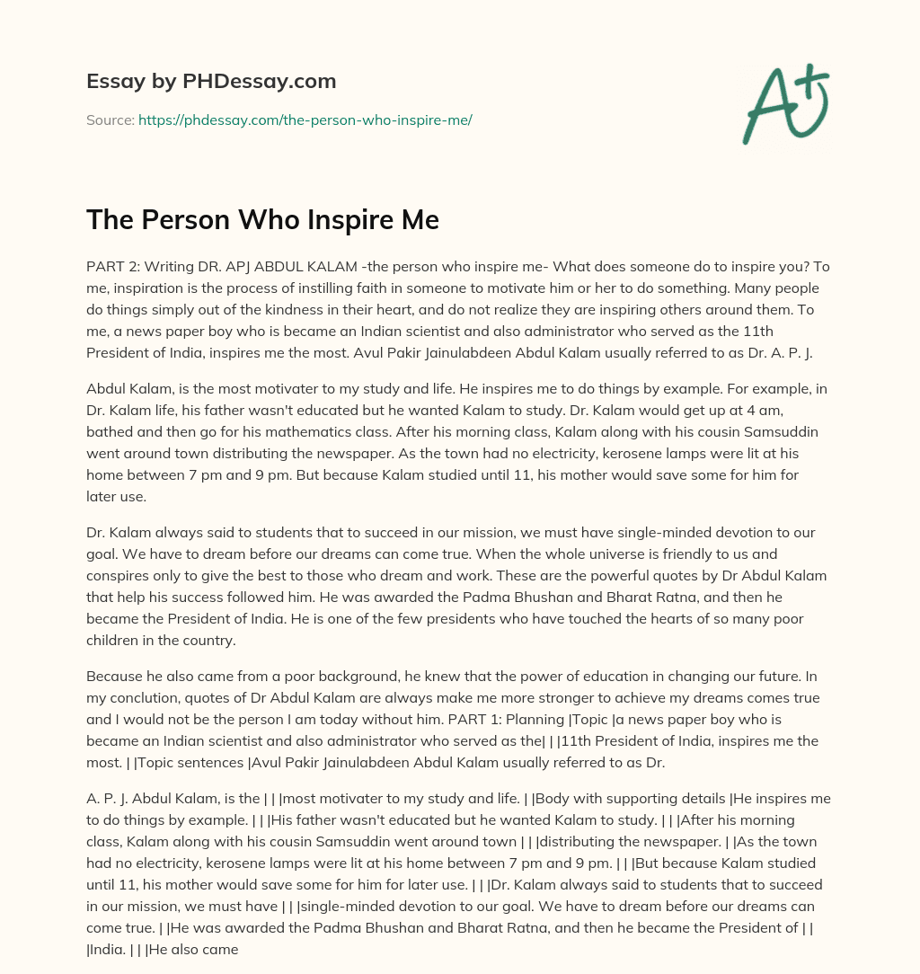 The Person Who Inspire Me essay
