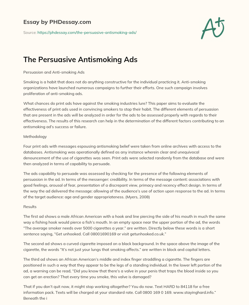 The Persuasive Antismoking Ads essay