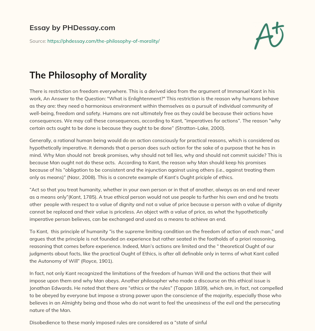 essays in moral philosophy melden