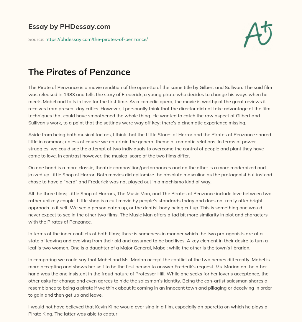 The Pirates of Penzance essay
