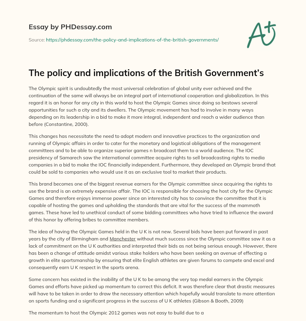 The policy and implications of the British Government’s essay