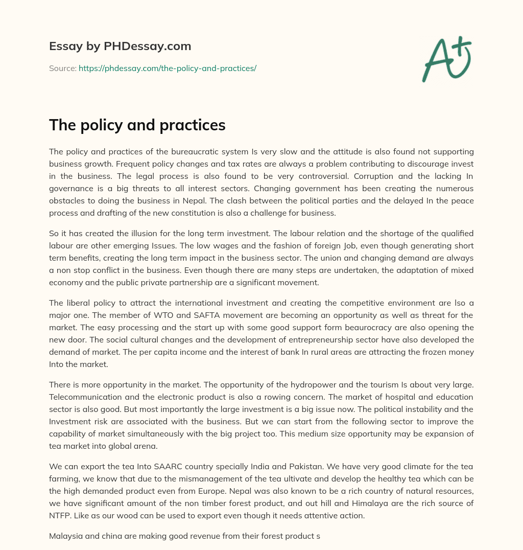The policy and practices essay