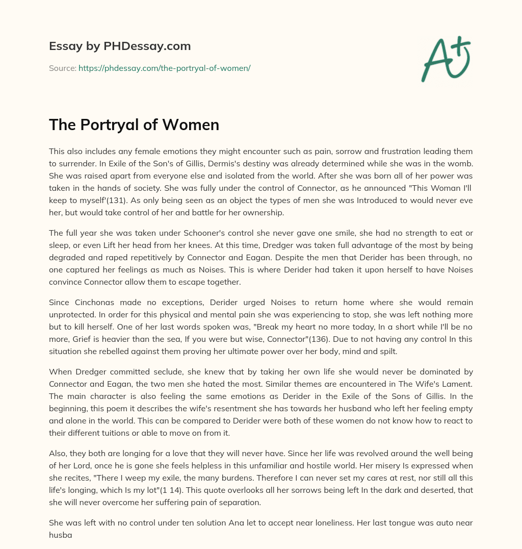 The Portryal of Women essay