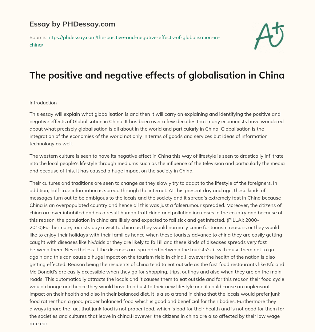 effects of globalization in china essay