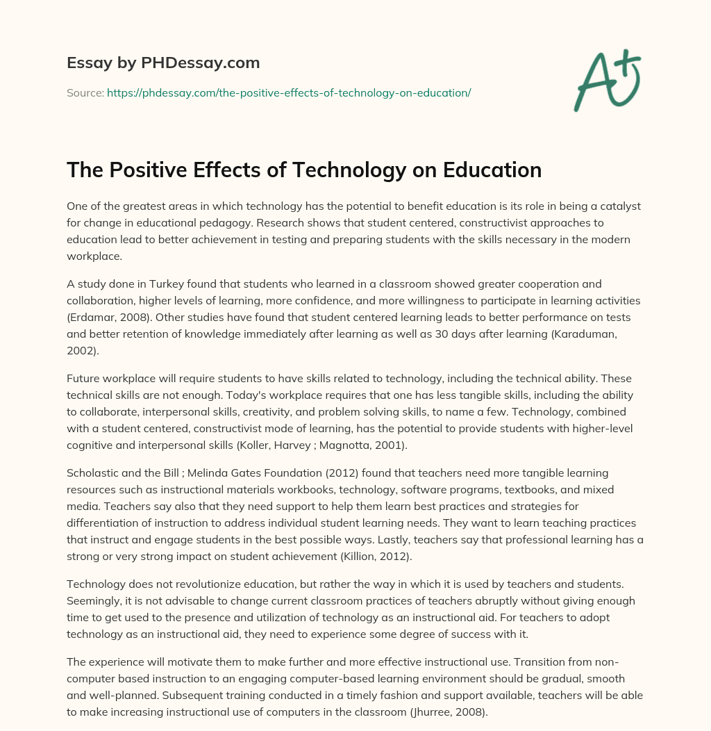 essay on positive effects of technology